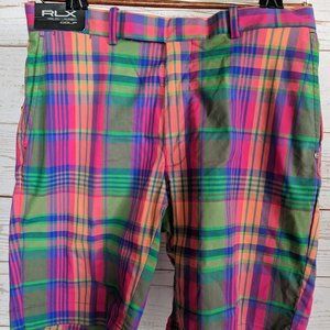 NWT RLX Ralph Lauren Golf Shorts Men's 32 Madras Plaid Spring Colorful